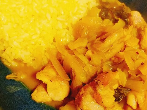 鶏モモ　キャベツ　小松菜のスパイスカレー